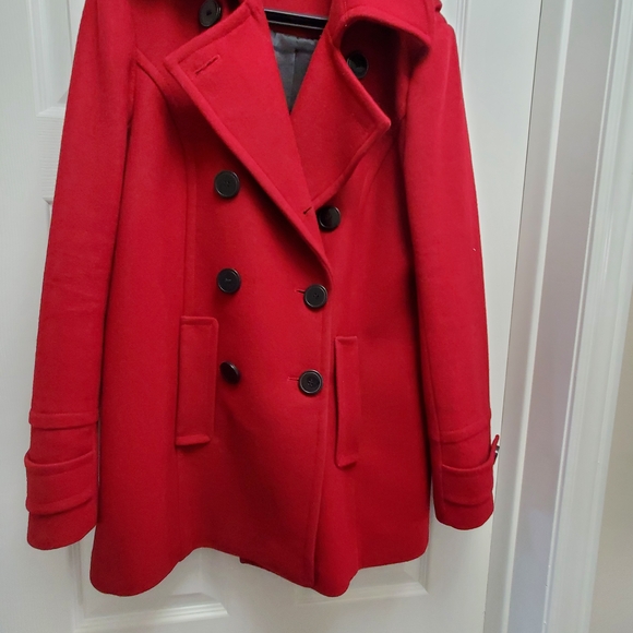 Cleo Women's Bold Red Pea Coat - Picture 5 of 7